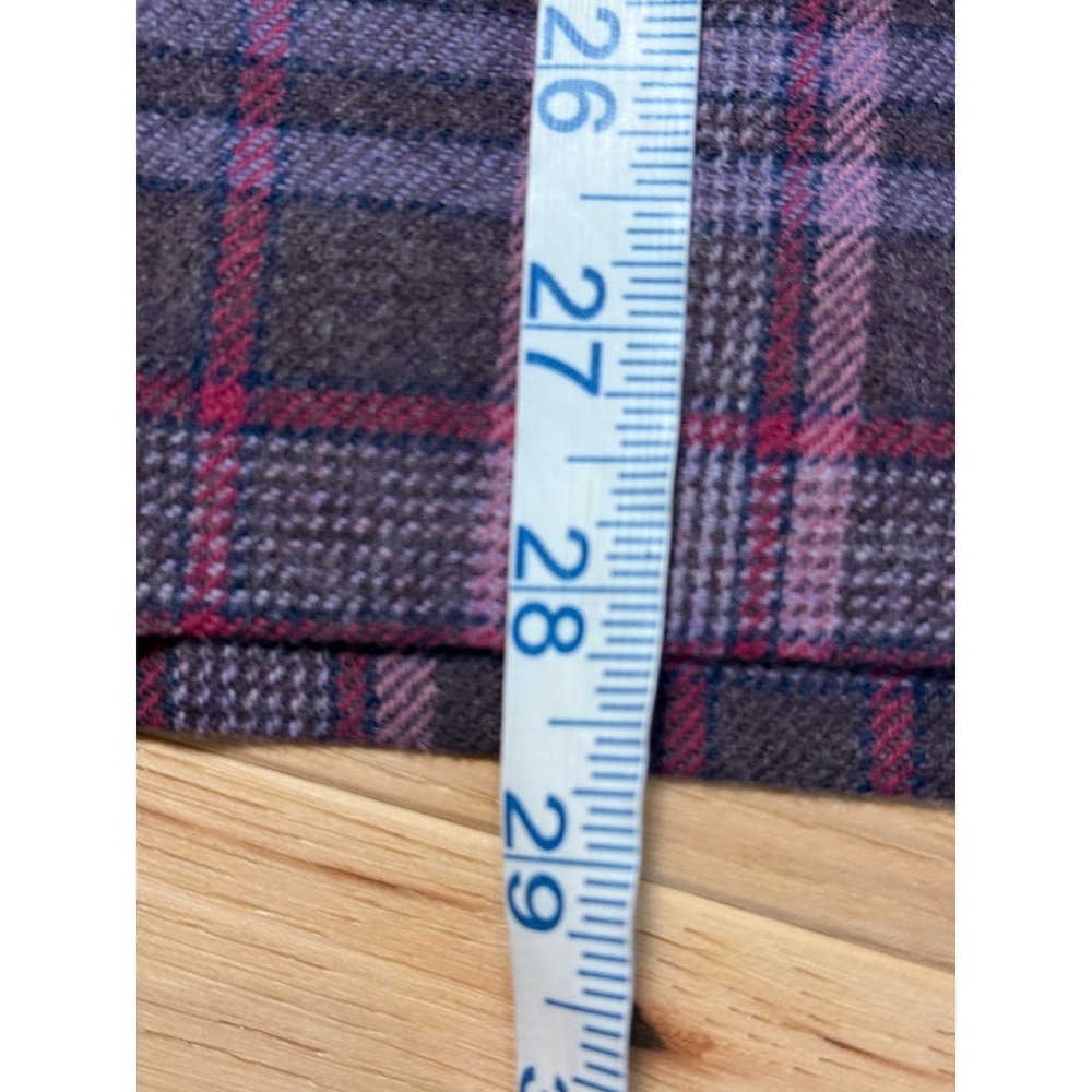 Pendleton Plaid Skirt Women 18W Blue Purple Wool Lined Side Button Midi USA - Picture 6 of 7